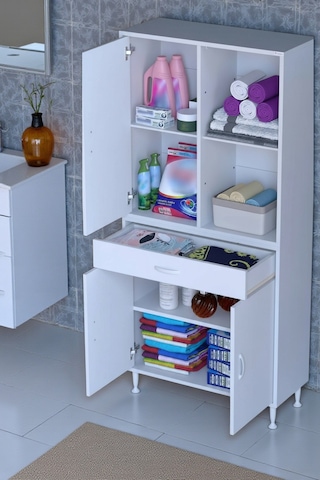 Eliusta Vellum Beyaz Dolap 75x173x32,5 Cm Ebatlarında Çok Fonksiyonlu 75 Cm Genişlikte Banyo Dolabı Beyaz