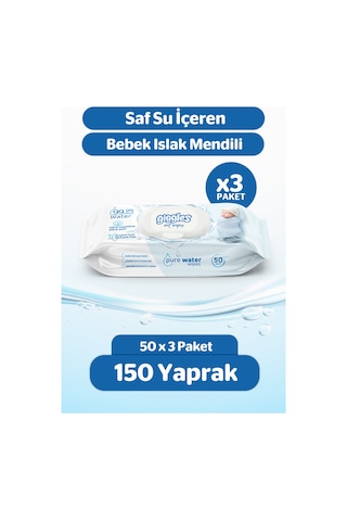 Giggles Pure Water Bebek Islak Havlusu Saf Su Mendil 3 Paket 150 Adet 3'lü Set