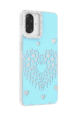 Maks Technology Samsung Uyumlu Galaxy A07 Kılıf Damla Taşlı Mkst Rivas Sert Pc Kapak - Mavi