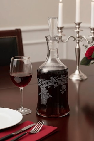 1300 Ml El Yapımı Şeffaf Cam Karaf Florale Model Su Meşrubat Ve Kokteyl Servis Sürahisi