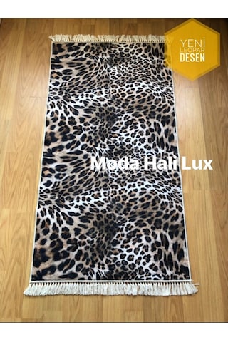 Leopar Kaymaz Tabanlı Makinede Yıkanabilir Halı Kilim Yolluk