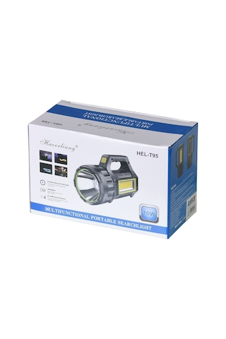 Ultra Güçlü Yandan Işıklı New+pro El Feneri Solar Şarjlı Usb'li El Eneri Hel-t93 Siyah