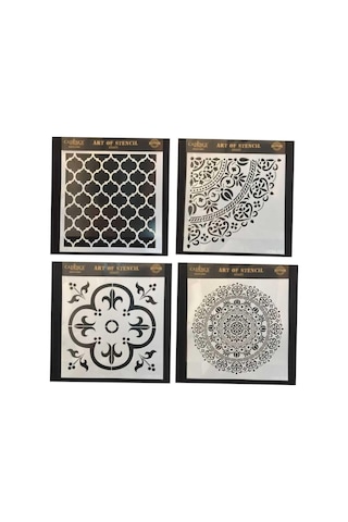 Cadence Boya Stencil Şablon 25x25 Cm 4 Lü Set Hdm-110/ Hdm-180 / Hdm-109 / Hdm-96 Çok Renkli Tek Ebat