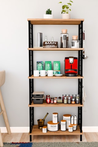 5 Raflı Çevir Kur Çok Amaçlı Raf Tel Yan Panel, Açık Raf Sistemli Metal Gövdeli Organizer Dolap Atlantik Çam
