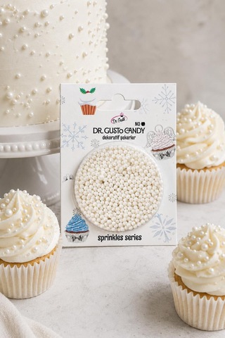 Dr. Gusto 2 Mm Beyaz Boncuk Pasta Süsleme Şekeri