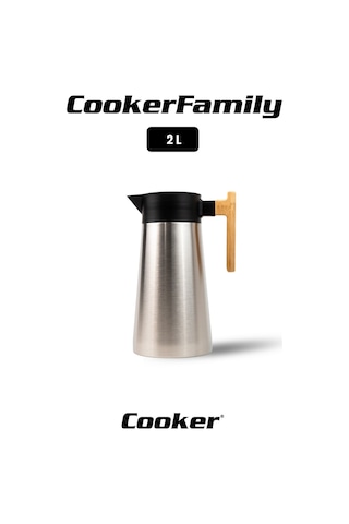 Cooker Bamboopour 2 Litre Paslanmaz Çelik Bambu Saplı Çelik Termos Ckr2094 Diğer