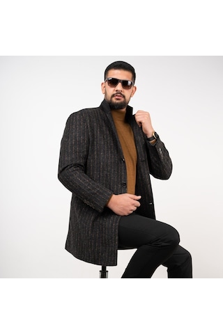 Sir Çizgili Erkek Regular Fit Kaşe Kaban