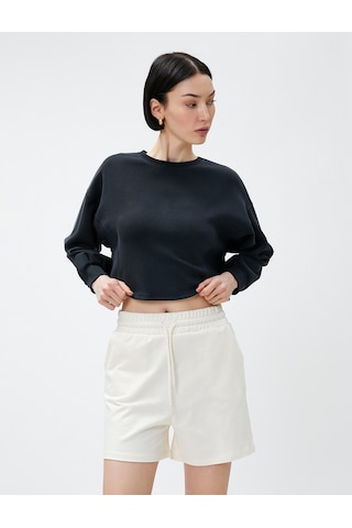 Koton Crop Sweatshirt Modal Karışımlı Siyah 3sak10090ek Siyah