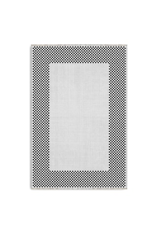 Siyah Beyaz Dama Desenli Dekoratif Modern Halı 3047-2