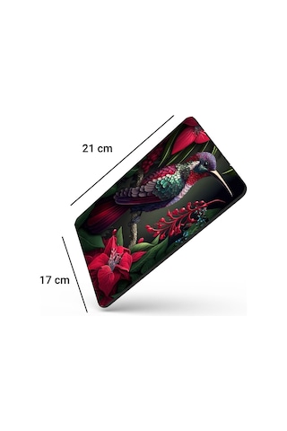 Sonictouch Sinek Kuşu Temalı Pembe Zambak Çiçekli Kaydırmaz Gaming Oyuncu Dikişsiz Mouse Pad/ped 17x21cm
