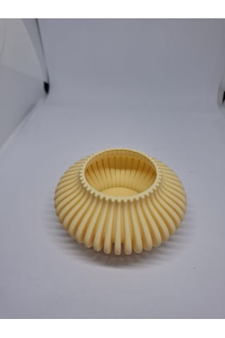 İkili Elmas Çizgili Tealight Mumluk Krem