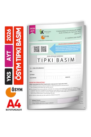2026 Yks-ayt Ösym Tıpkı Basım Çıkmış Soru Kitapçığı Video/pdf Çözümlü Türkiye Geneli Değerlendirme