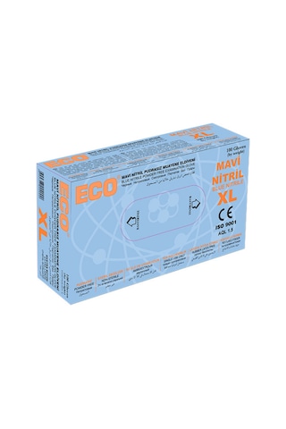 Eco Nitril Pudrasız Muayene Eldiveni Mavi 100'lü
