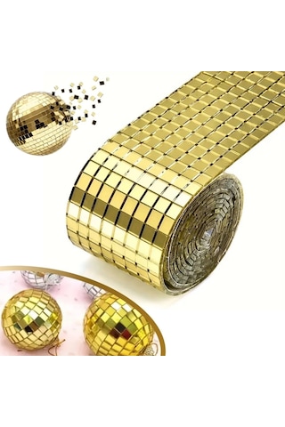 1 Metre Uzunluğunda Gold Renk Aynalı Mozaik Taşlı Dekor Bandı 4 Cm X 1 Mt Çok renkli