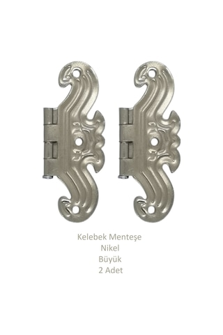 Nikel Dekoratif Kelebek Menteşe Büyük 2 Adet 7cm X 5cm Nikel
