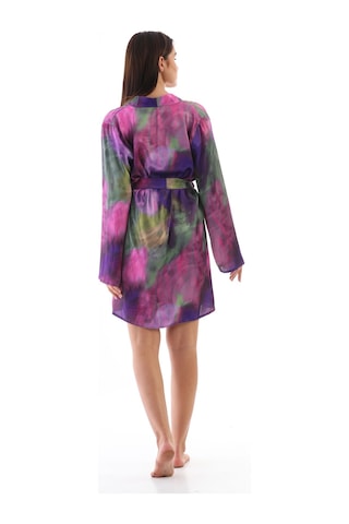 Laperissa Kadın Çok Renkli Saten Dokuma Sabahlık Kuşaklı, Desenli Ve Şık Ev Giyim Çok Renkli