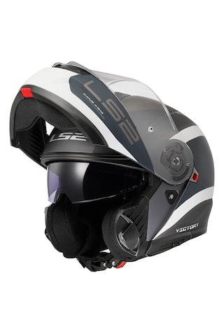 Ls2 Strobe 2 Victory Çene Açılır Motosiklet Kaskı Mat Gri - Mavi - Kum