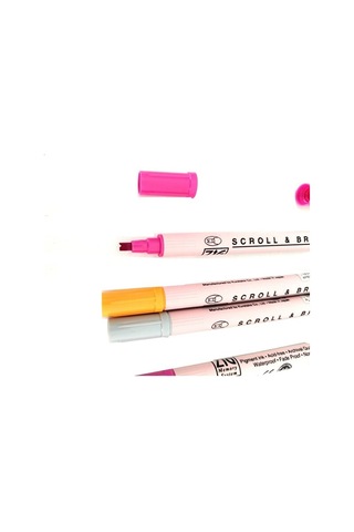 Zig Scroll & Brush Çift Çizgi Ve Fırça Uçlu Kaligrafi Kalemi, Davetiye Kalemi-4 Adet