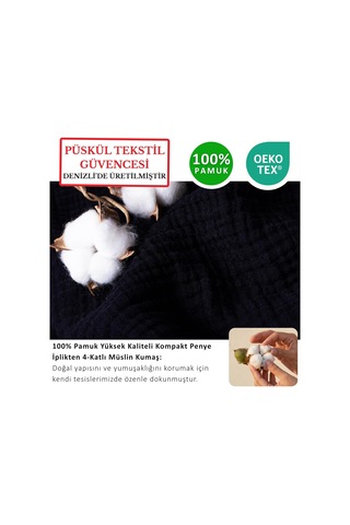 Lexroo Püskül 2-adet Müslin Yastık Kılıfı Seti 4-katlı Çok Renkli