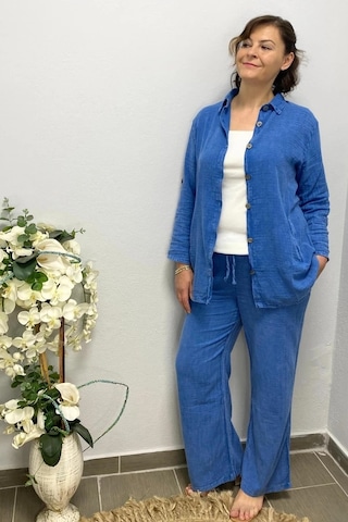 Mia Butik Kadın Mavi Yıldız Detaylı Pamuklu 3 Lü Takım Mavi