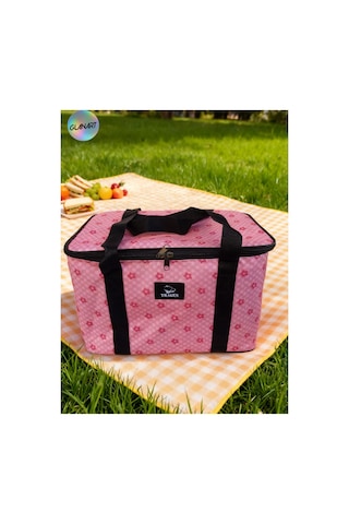 Piknik, Seyahat, Kamp Çantası Sıcak- Soğuk Termos Özellikli 8-10 Saat Muhafaza 40 Litre Pembe