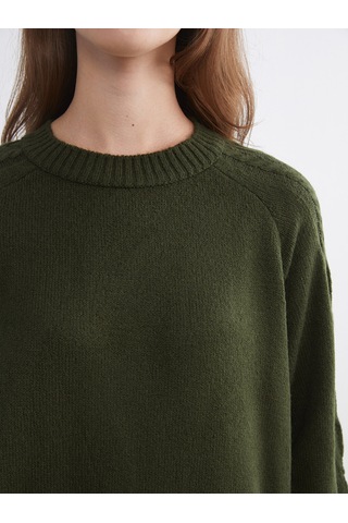 Lcw Modest Yeşil Bisiklet Yaka Kadın Triko Tunik