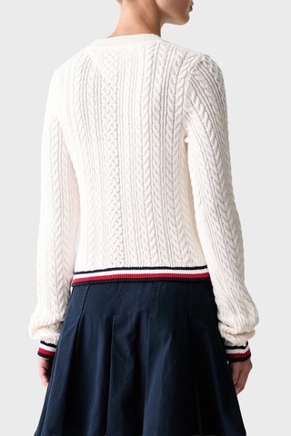 Tommy Jeans Bisiklet Yaka Saç Örgü Kazak Kadın Kazak Dw0dw22933 Ybh Beyaz
