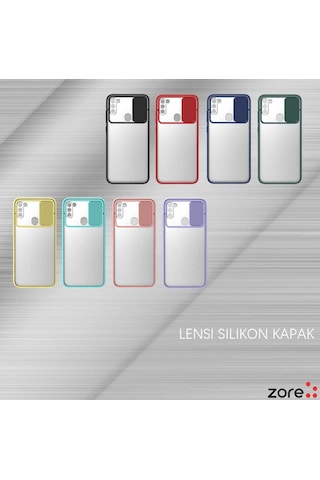 Noktaks - Galaxy Uyumlu A11 Uyumlu - Kılıf Slayt Sürgülü Arkası Buzlu Lensi Kapak - Pembe Açık - T15437 Pembe Açık