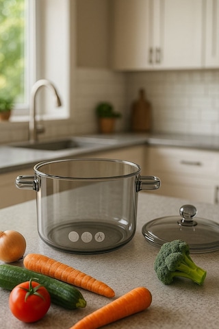 Morponi Borosilikat Cam Tencere 1.9 Lt Füme Şeffaf