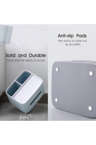 Padalink Ecoco Üç Bölmeli Çok Amaçlı Organizer Kutusu - Mendil Saklama, Küçük Eşya Depolama, Anti-s Kaydırmalı Abs+ps Materyal - Nordik Mavi Ev/ofis/yuva Mavi