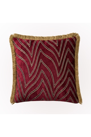 "vellora" Desenli Püsküllü Kırlent Kılıfı - 45x45 Bordo