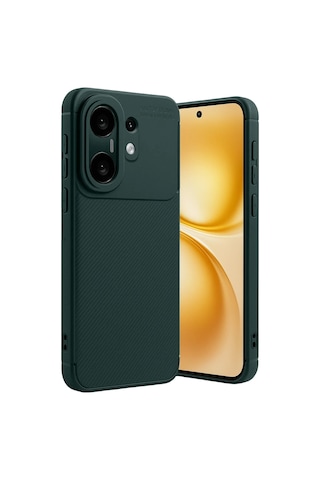 Vivo X200 Fe Uyumlu Kılıf Karbon Tasarım Kamera Korumalı Silikon Telefon Kılıfı Kapak Koyu Yeşil