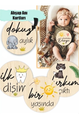 Shelife Bebek Anı Kartı Seti Sevimli Hayvanlar Aylık Bebek Hatıra Kartlar