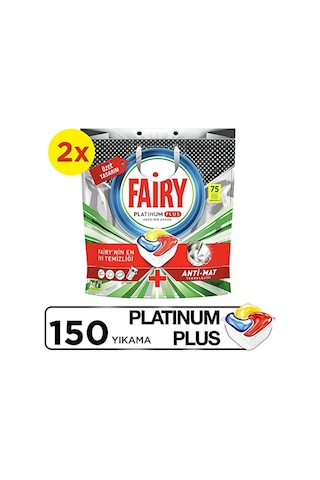 Fairy Platinum Plus 150 Yıkama Bulaşık Makinesi Deterjanı Kapsülü Tableti 75 x 2
