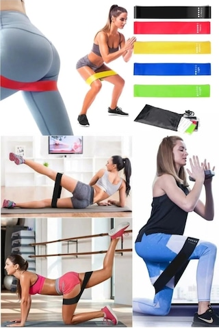 Periboia 5 Li Set Aerobik Bandı Fitness Egzersiz Plates Direnç La Çok Renkli