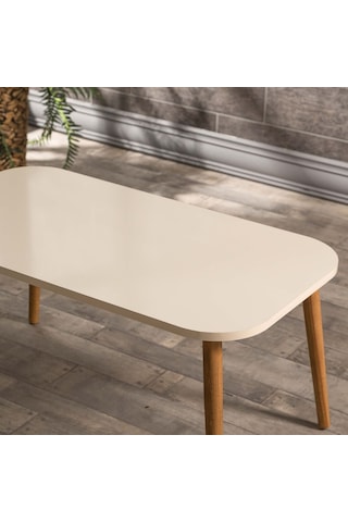 Orta Sehpa Kr Ahşap Torna Ayak Krem