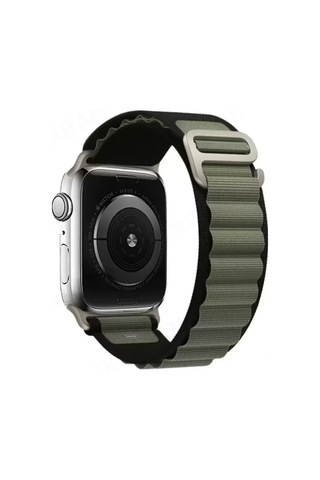 Newface Apple Watch Uyumlu 42mm Mountain Kordon - Siyah-yeşil