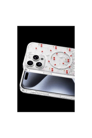 Onegif Apple İphone Uyumlu 14 Pro Max Misk Simli Magsafe Kapak - Desen 5 Çok Renkli