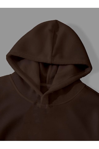 Harmandar Üç İplik Ying Yang Baskılı Unisex Kahverengi Kanguru Cepli Kapüşonlu Sweatshirt Hoodie Yingyangkahverengisweat