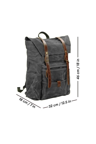 Diwu Retro Mumlu Kanvas Deri Büyük Outdoor Sırt Çantası Gri Çok Renkli