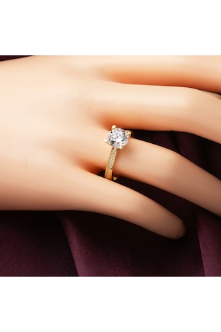 Bilezikci Sarı Altın Tek Taş 14 Ayar Yüzük Yzcas14k29861