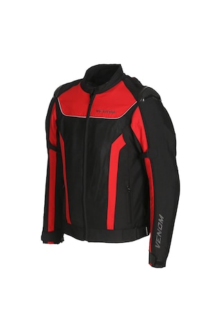 Venom Motosiklet Montu Raptor Hörgüçlü Full Korumalı 4 Mevsim Motorcu Mont Siyah-kırmızı