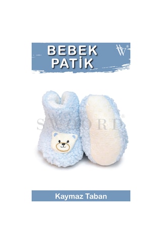Swoord Peluş Astarlı Ve Yüzeyli Kaydırmaz Taban Çocuk Patik Çocuk Panduf Mavi