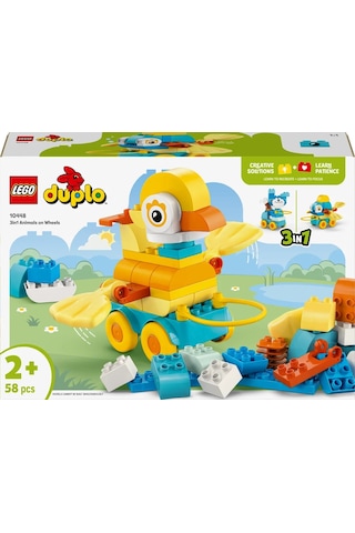 LEGO® DUPLO® Kasabası 3’ü 1 Arada Tekerlekli Hayvanlar 10448 - 2 Yaş ve Üzeri Çocuklar için Eğitici Oyuncak Yapım Seti (58 Parça)