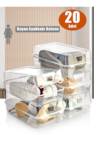 20'li Set Kadın Ayakkabı Saklama Kutusu - Ayakkabı Düzenleyici