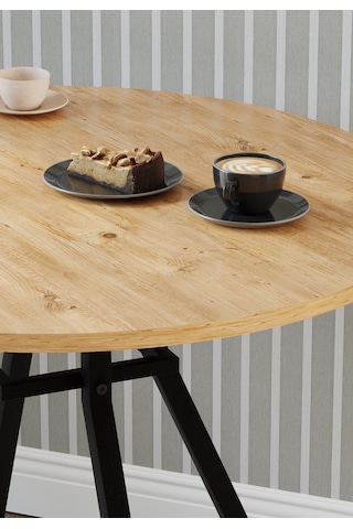 Bofigo Yuvarlak Yemek Masası 80 Cm Mutfak Masası Balkon Masası Roma Çam Çam