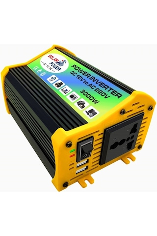 Sones Legend I Nesil Dc12v'den Ac220v 3000w Araç Güç Çeviricisine Siyah
