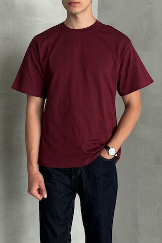 Hyman Erkek %100 Pamuk Oversize Basic T-shirt Bordo