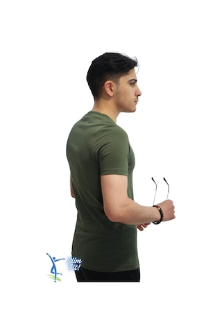 Sermoda Erkek Slim Fit V Yaka Tişört - Dar Kesim Basic Günlük T-shirt Haki