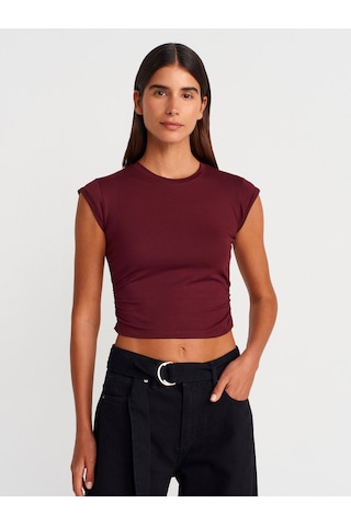 Dilvin 30899 Yanları Büzgü Detaylı Top-bordo Bordo